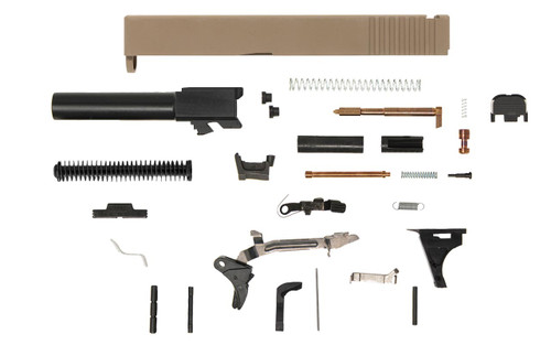 Glock® 19 Compatible Pistol Build Kit w/ FDE Rear Serrated Slide | Polymer80